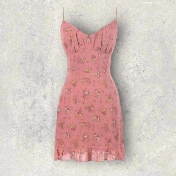 Reformation Esther Rosato Pink Floral Mini Dress B3069 - Picture 1 of 6